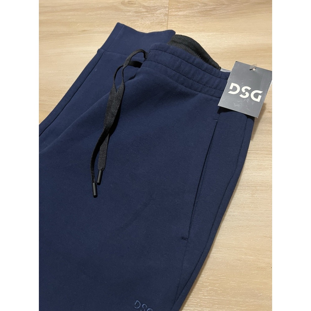 DSG Sport‎ Fleece Jogger Mens Size Small University Navy Stretch Zip Pocket NEW